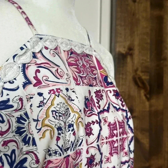 Crown Ivy Cotton Stretch Multi Colored White Eyelet Trim Sheath Dress Sz 12 - Picture 12 of 14